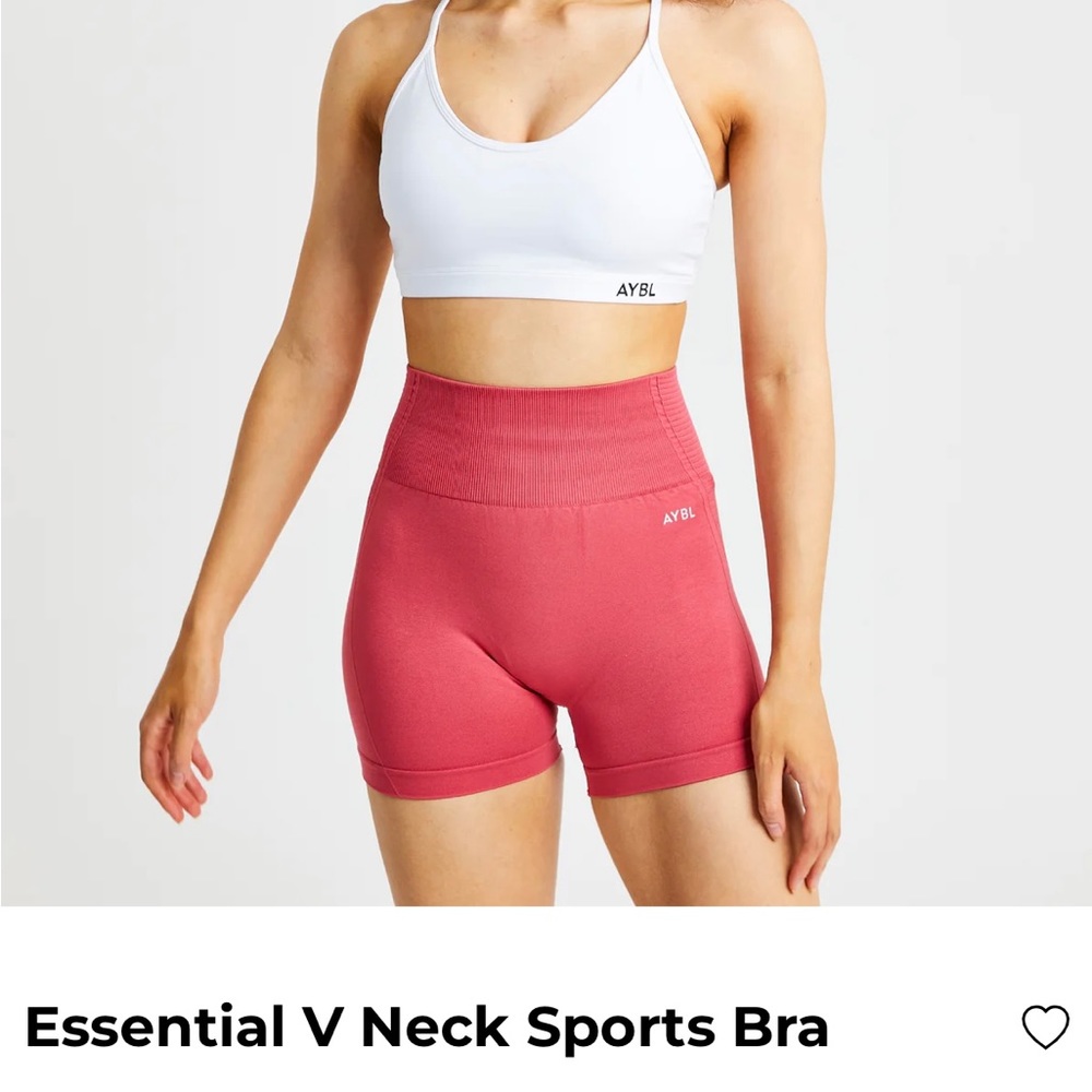 White- Essential V Neck AYBL Sports Bra